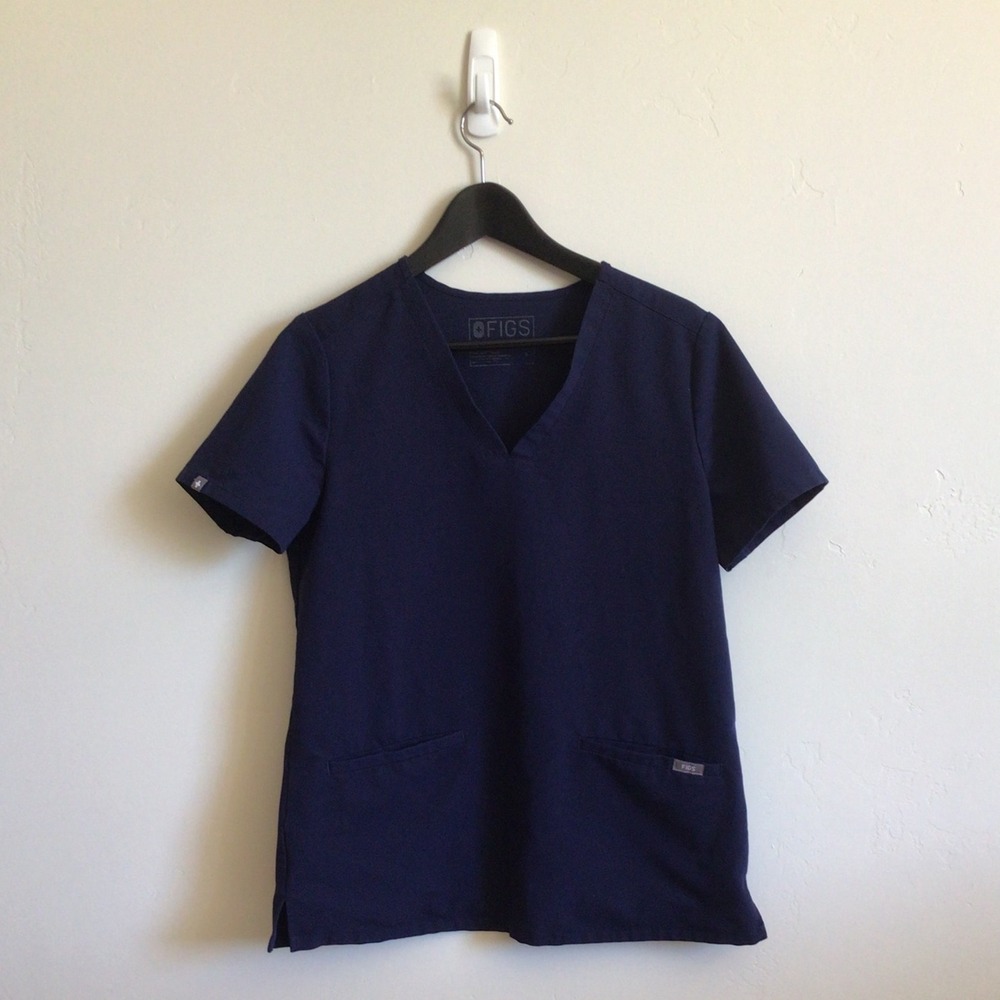 FIGS Casma Three Pocket Scrub Top Women's Small Navy Blue